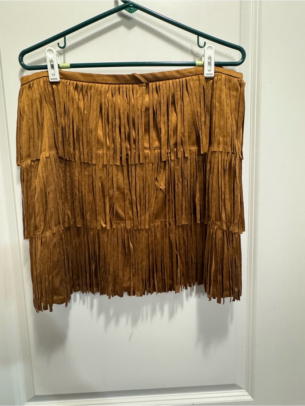 & Other Stories Tan Fringe Suede Mini Skirt
